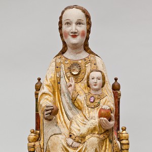  Muttergottes mit dem Bergkristall Köln, um 1220-1230, Fassung 1. H. 14. Jh., Eiche, Nussbaum, Bergkristall, H. 57,6 cm, Inv.-Nr. A 14 © Rheinisches Bildarchiv 